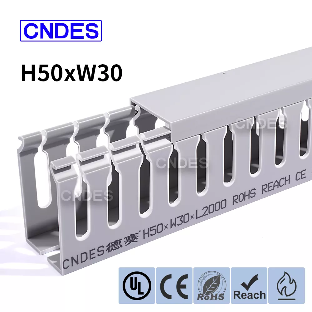 قناة تنظيم الكابلات البلاستيكية المشقوقة مقاس 50 × 30