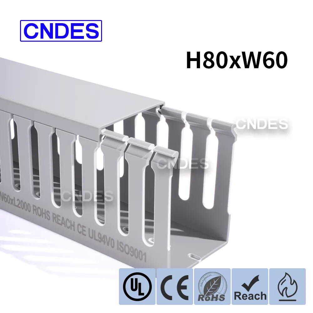 قناة أسلاك PVC مشقوقة مدرجة مقاس 80 × 60